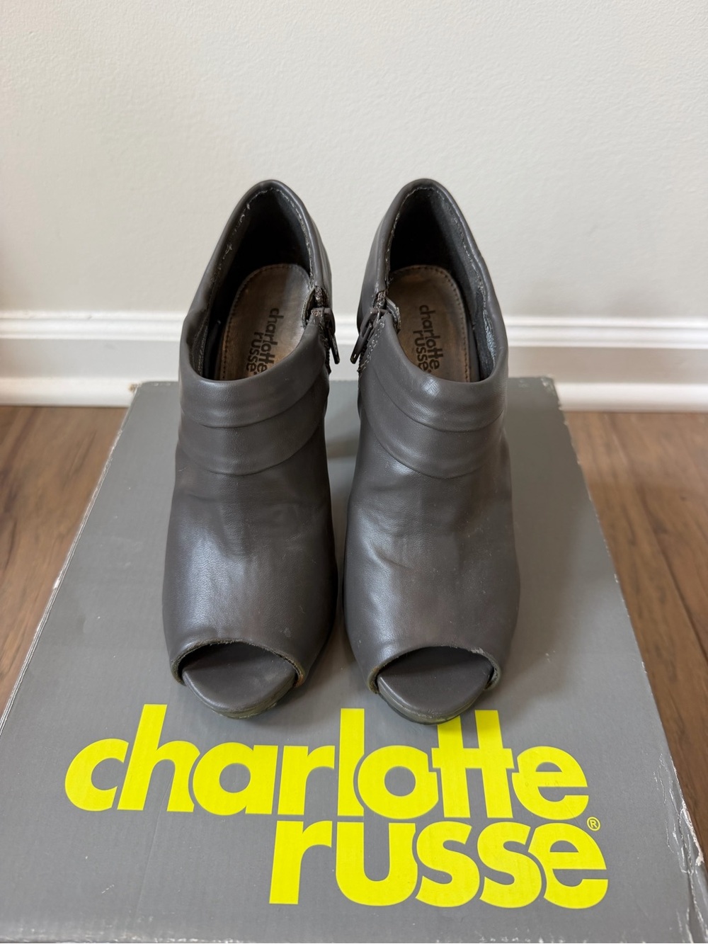 Charlotte Russe Gray Peep-Toe Ankle Heel